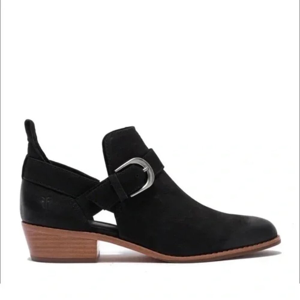 FRYE‎ Mia Cutout Boots Womens 6 Black Leather Ankle Buckle Booties Western